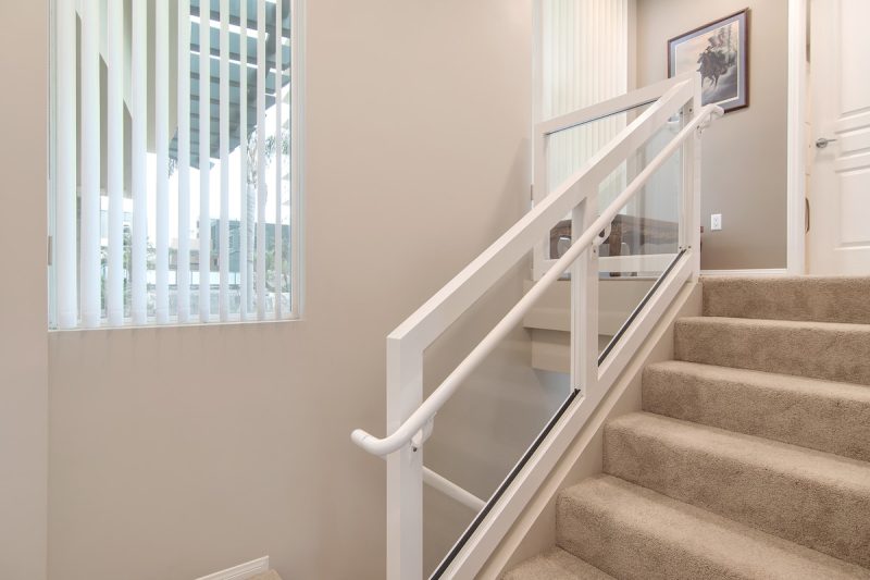 Staircase leading to the second and third stories of the townhome.