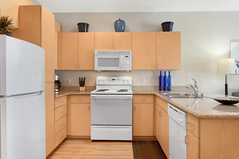 Well-appointed kitchen with plenty of cabinet space.