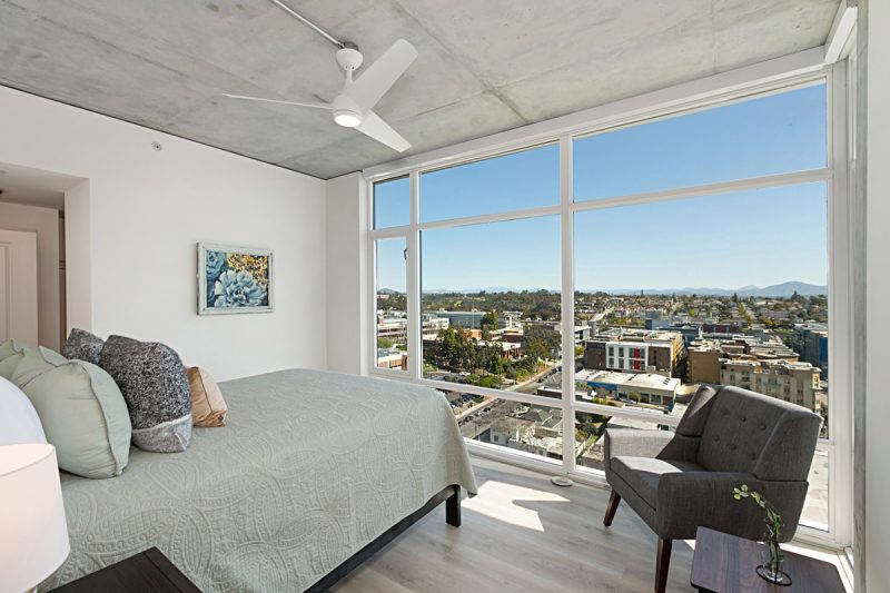 Amazing cityscape views from the master bedroom.