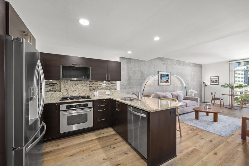 View of the kitchen.