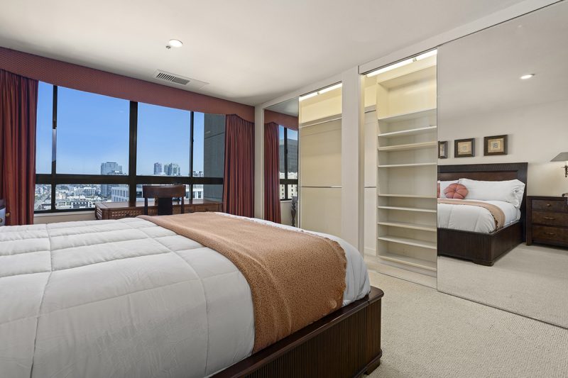 View of the bedroom closet.