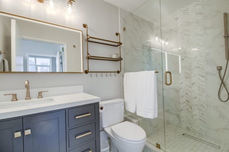 Master bathroom with luxurious walk-in shower.